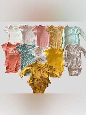 11pc Newborn Baby Girl Clothing Bundle NB Mixed Brands Floral Bodysuits